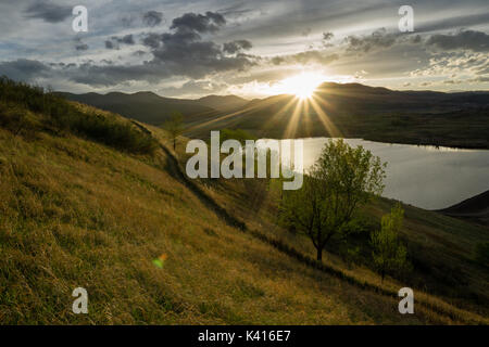 Sonnenuntergang über Bear Creek See, in Morrison, Colorado. Stockfoto