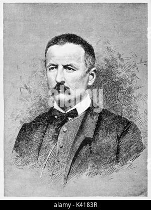 Alte Nahaufnahme portrait einer eleganten Mann mit grizzled kurze Haare. Nino Bixio (1821 - 1873) italienischer Patriot. Durch E.Matania auf Garibaldi e i Suoi Tempi Mailand Italien 1884 veröffentlicht. Stockfoto