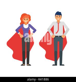 Vektor Flat Style business Zeichen in roten Mänteln. Auf weissem Hintergrund. Stock Vektor