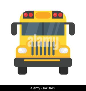 Vektor Flat Style Abbildung: School Bus vorne. Symbol für das Web. Auf weissem Hintergrund. Stock Vektor