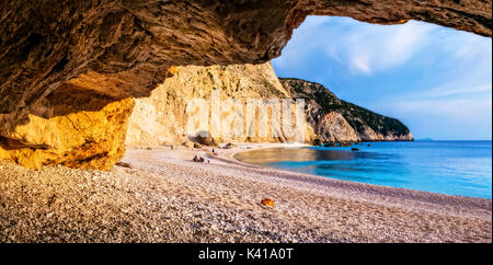 Schönen Strand Porto Katsiki, Lefkada Insel, Griechenland. Stockfoto