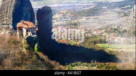 Panoramablick auf Meteora Kloster, Griechenland. Stockfoto