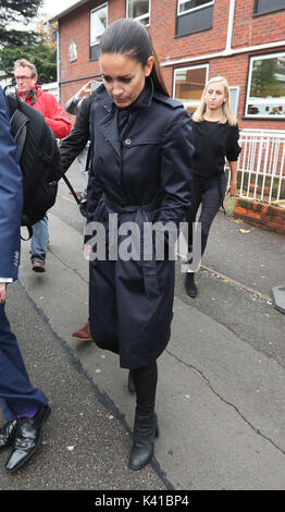 Die Sky Sports-Moderatorin Kirsty Gallacher verließ das Slough Magistrates' Court, wo sie sich schuldig bekannte, am Steuer zu trinken. Stockfoto