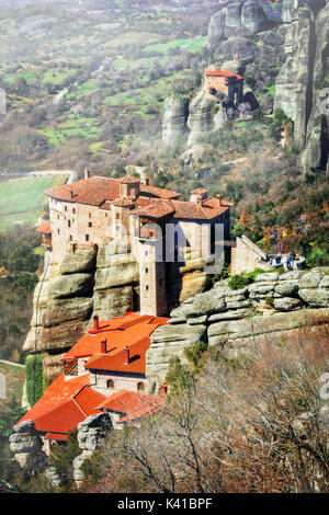 Panoramablick auf Meteora Kloster, Griechenland. Stockfoto