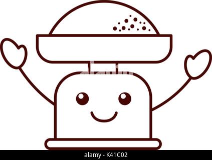 Cartoon Waage Mehl Charakter Kawaii Stock Vektor
