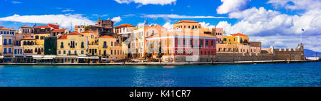 Panoramablick auf die Stadt Chania, Kreta, Griechenland. Stockfoto