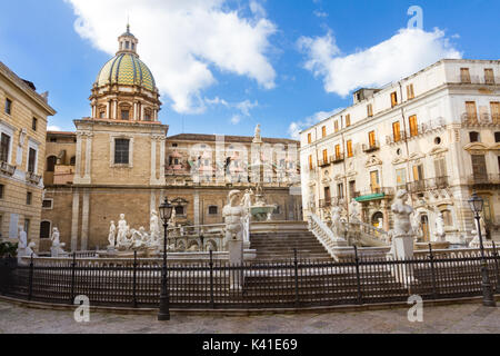 Fontana Pretoria in Palermo, Sizilien, Italien Stockfoto