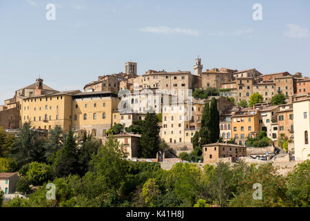 Blick von den Terrassen der historischen Stadt Montepulciano, Val d'Orcia Toskana Italien Europa EU Stockfoto