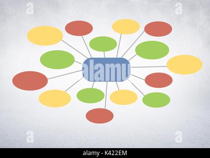 Digital composite von bunten Mind Map über hellen Hintergrund Stockfoto