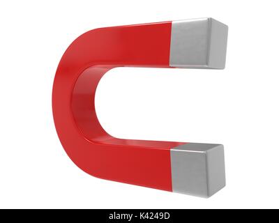 Einfache horseshoe Magnet. 3D-Illustration, isoliert auf weißem Stockfoto