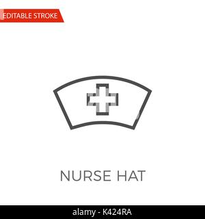 Krankenschwester Hut dünne Linie Vektor Icon. Flache Symbol isoliert auf den weißen Hintergrund. Editierbare Schlaganfall EPS-Datei. Vector Illustration. Stock Vektor