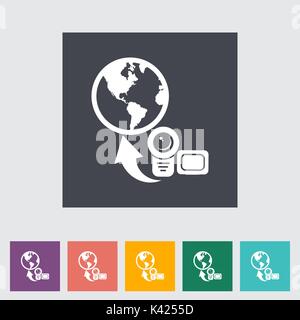 Video hochladen. Einzelnen flachen Symbol. Vector Illustration. Stock Vektor