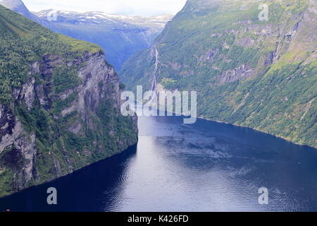 Panoramablick über geirenger Fjord in Norwegen Stockfoto