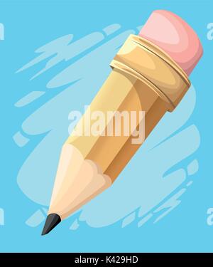 Bleistift in flacher Ausführung. Vector Illustration. Bleistift auf weißem Hintergrund mit Schatten. Web site Seite und mobile App Design Vector Illustration. Stock Vektor