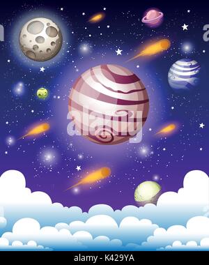 Kosmische Galaxie Hintergrund mit Nebula, Stardust und leuchtenden Sternen. Vector Illustration für ihr Design, Kunstwerke space Web site Seite und Mobile Stock Vektor