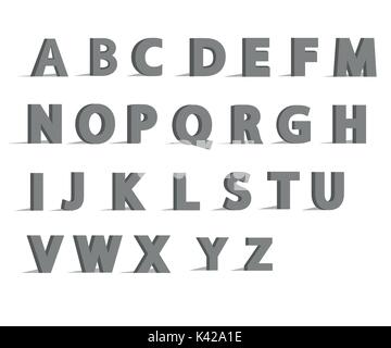 3d-alphabet Schrift mit langen Schatten Effekt. Vector Illustration. Alphabet vector Vektor Alphabet isoliert Stock Vektor