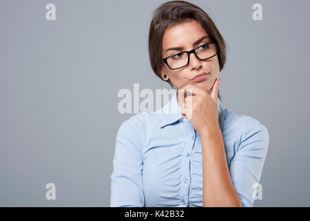 Nachdenken über neuen Plan für Business Stockfoto
