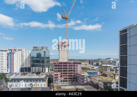 Neue studentische Unterkunft im Bau auf der Bridge Street im Stadtzentrum von Cardiff 2. September 2017 PHILLIP ROBERTS Stockfoto