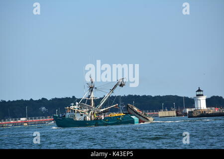 Blick auf den Hafen von Portland in der Casco Bay Maine Stockfoto