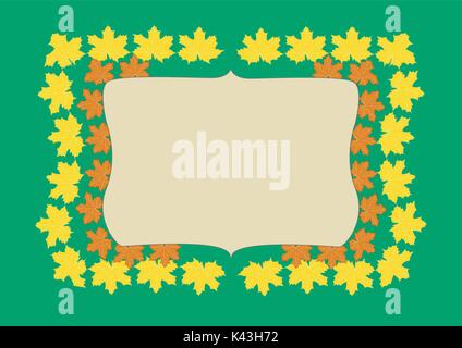 Quadratischen Rahmen mit Blättern auf hellem Hintergrund Stock Vektor