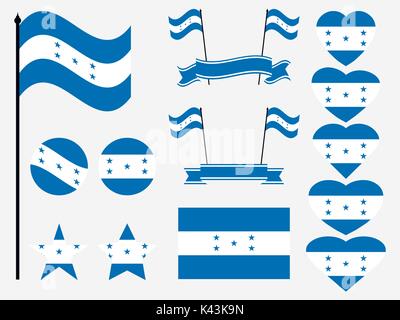 Honduranische Flag gesetzt Symbole, Flagge im Herzen. Vector Illustration Stock Vektor