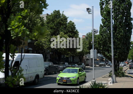 Eine Geschwindigkeit Kamera in Greenpoint, Brooklyn, New York am 10. Juni 2017. Stockfoto