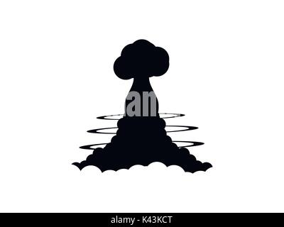 Nukleare explosion Kontur auf einem weißen Hintergrund. Plakat Vector Illustration Stock Vektor