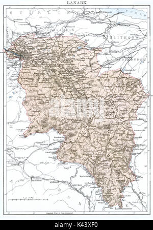 Antike Karte, ca. 1875, Lanarkshire Stockfoto