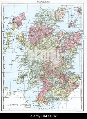 Antike Karte, ca. 1875, von Schottland Stockfoto