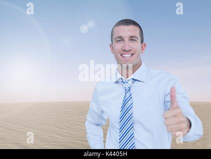 Digital composite der Geschäftsmann in der Wüste Stockfoto
