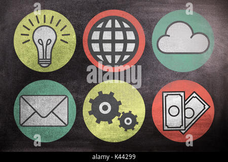 Mehrere Farbe Icon Design auf schwarzem Hintergrund Stockfoto