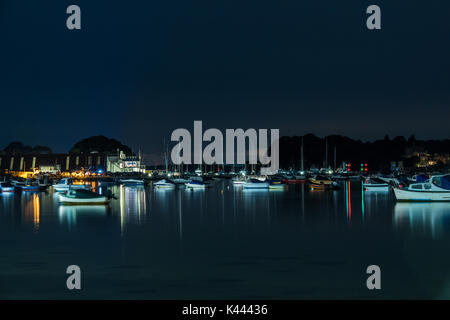 Poole Hafen bei Nacht Stockfoto