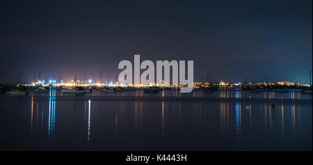 Poole Hafen bei Nacht Stockfoto