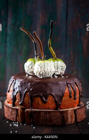 Kuchen mit Schokoladenglasur Stockfoto