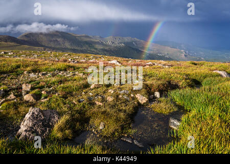 Double Rainbow auf Mount Evans, Colorado Stockfoto