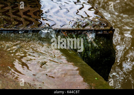 Polperro, Cornwall. September 3rd, Nach dem Regen und Überschwemmungen Polperro mit Schlamm und Schmutz auf den Straßen gelassen wird. Redaktion, 03.09.2017, Kredit: James Pearce/Alamy leben Nachrichten Stockfoto