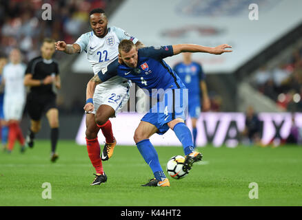RAHEEM STERLING ENGLAND ENGLAND V SLOWAKEI Wembley Stadium, LONDON, ENGLAND, 04. September 2017 Stockfoto