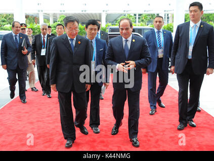 Xiamen, Fujian, China. 4. Sep 2017. Der ägyptische Präsident Abdel-Fattah al-Sisi besucht die BRICS-Business Forum in Xiamen, im Südosten der chinesischen Provinz Fujian, Sept. 4, 2017 Quelle: Der ägyptische Präsident Büro/APA-Images/ZUMA Draht/Alamy leben Nachrichten Stockfoto