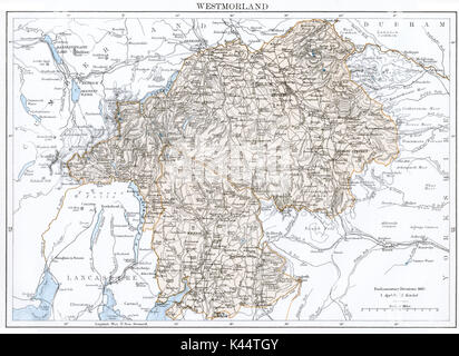 Antike Karte, ca. 1875, von Westmoreland Stockfoto