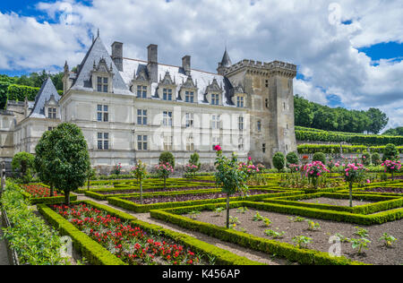 Frankreich, Indre-et-Loire, Château de Villandry, mit Blick auf den Grant Country House, für seine Renaissance Gärten bekannt Stockfoto