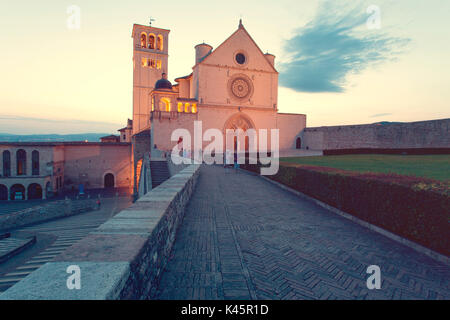 Europa, Italien, Umbrien, Perugia, Assisi Oberen Basilika des Hl. Franziskus von Assisi Stockfoto