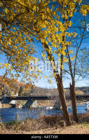 USA, Pennsylvania Pocono Mountains, Minisink Ford, Roebling Delaware Aquädukt, älteste Kabel Suspension Bridge in den USA Stockfoto