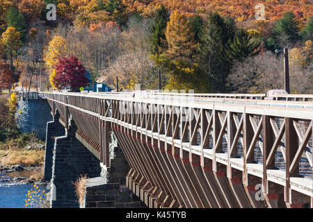 USA, Pennsylvania Pocono Mountains, Minisink Ford, Roebling Delaware Aquädukt, älteste Kabel Suspension Bridge in den USA Stockfoto