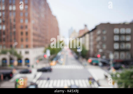 USA, New York, New York City, Manhattan, die High Line Park, erhöhten Blick auf die Straße, Defokussierten Stockfoto