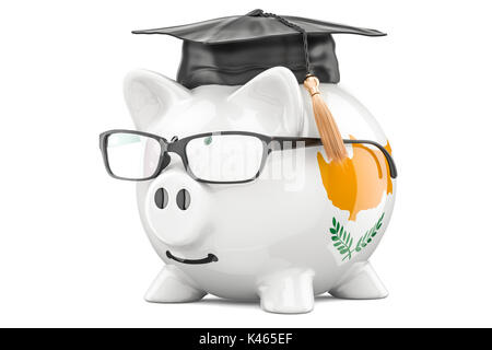 Einsparungen für Bildung in Zypern Konzept, 3D-Rendering auf weißem Hintergrund Stockfoto