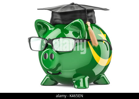 Einsparungen für Bildung in Mauretanien Konzept, 3D-Rendering auf weißem Hintergrund Stockfoto