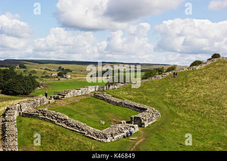 Teil des Römischen oder dem Hadrianswall in Northumberland, Großbritannien Stockfoto