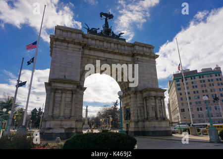 Die Soldaten und Matrosen Memorial Arch, Prospect Park, im Schatten, Brooklyn, New York Stockfoto