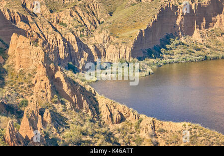 Barrancas de Burujon Burujon (Schluchten), Gullied-Landschaft. Toledo. Die Region Kastilien-La Mancha. Spanien Stockfoto