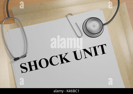 3D-Illustration der HOCK EINHEIT" Titel auf ein medizinisches Dokument Stockfoto